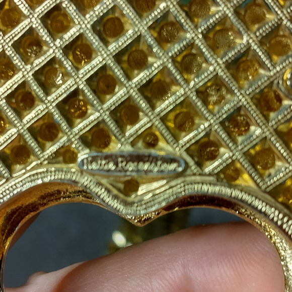 Nettie Rosenstein signed Monkey necklace chunky chain green glass eyes - Picture 7 of 7